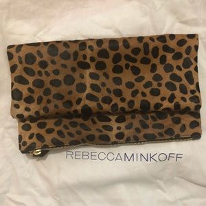 Clare V foldover leopard clutch